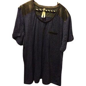 👗5/$25 -  Blue Top w/ Faux Leather Details